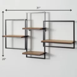 Sullivans Quadrate Open Wood Wall Shelf 20"H Black -Home Decoration Store GUEST 8f1fc26f 91d5 41eb bb3c e95346099fcd