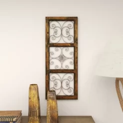 36" X 14" Wood Scroll Window Inspired Wall Decor With Metal Scrollwork Relief Brown - Olivia & May -Home Decoration Store GUEST 8f46f2a1 5705 450d 8b71 a86172328f45