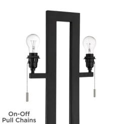 360 Lighting Neil Modern Rustic Table Lamp 26" High Black Metal With USB Charging Port White Rectangular Shade For Bedroom Living Room Bedside Desk -Home Decoration Store GUEST 8f7f6180 8c8f 438a a463 458dc800aad7