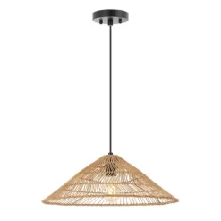 20.25" 1-Light Nova Farmhouse Coastal Rattan LED Pendant Brown - JONATHAN Y -Home Decoration Store GUEST 8ff9c6f0 3bea 49eb 95c5 7b8578c88b06