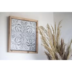 Whitewashed Tin Tile With Wood Frame Wall Decor - Foreside Home & Garden 12 Whitewashed Tin Tile With Wood Frame Wall Decor - Foreside Home & Garden -Home Decoration Store GUEST 90ccda6f 108b 4fc3 a09e fd408b23cce0