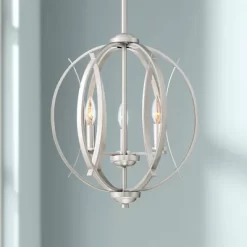 Possini Euro Design Spherical Brushed Nickel Pendant Chandelier 16" Wide Modern Orb 3-Light Fixture For Dining Room House Foyer Kitchen Island Bedroom