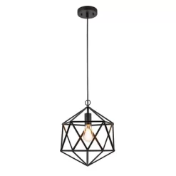 12.5" Metal Geometric Open Cage Mini Pendant Black - Cresswell Lighting -Home Decoration Store GUEST 91c25e46 9769 44ea a412 6f0aeccfdf02