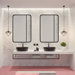 Serio Metal Framed Rounded Corner Rectangular Vanity Mount Decorative Bathroom Vanity Mirrors-The Pop Home