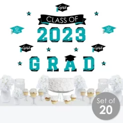 Big Dot Of Happiness Teal Class Of 2023 Graduation Party Wall Decals Set Of 20