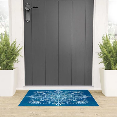 Sunshinecanteen Flores Cyan Welcome Mat - Society6 1 Sunshinecanteen Flores Cyan Welcome Mat - Society6