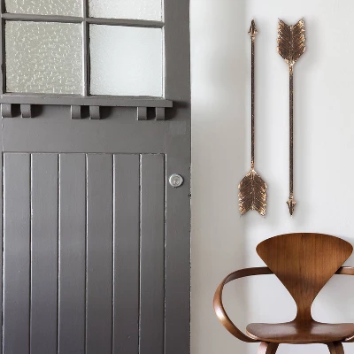 Set Of 4 Decorative Wall Art Metal Arrows Brass - Storied Home 1 Set Of 4 Decorative Wall Art Metal Arrows Brass - Storied Home