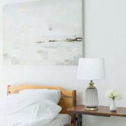 25" Classic Fluted Ceramic/Metal Table Lamp With Fabric Shade Gray/White - Lalia Home -Home Decoration Store GUEST 94eaca27 0101 49c5 a166 1ce3b0b6337f