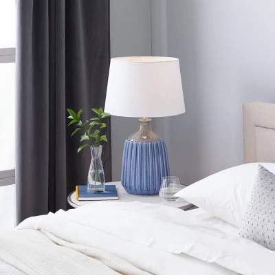 Coastal Ceramic Table Lamp Blue - Olivia & May 1 Coastal Ceramic Table Lamp Blue - Olivia & May