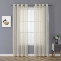 Kate Aurora 2 Piece Metallic Shimmer Chic Striped Flax Styled Sheer Grommet Top Curtains 13 Kate Aurora 2 Piece Metallic Shimmer Chic Striped Flax Styled Sheer Grommet Top Curtains -Home Decoration Store GUEST 98476b51 d3f0 41d3 8ce7 d1b350d1dacd