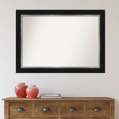 42" X 30" Non-Beveled Eva Black Silver Wall Mirror - Amanti Art 7 42" X 30" Non-Beveled Eva Black Silver Wall Mirror - Amanti Art - Image 7