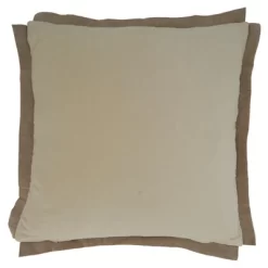 Saro Lifestyle Velvet Flange Throw Pillow With Down Filling, Ivory, 20" X 20"