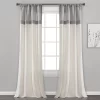 Home Boutique Farmhouse Faux Linen Colorblock Pleated Window Curtain Panels Gray/Off White 40X84 Set