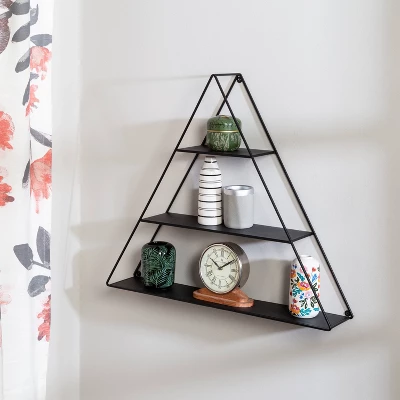 Honey-Can-Do Triangle Metal Wall Shelf Black 9 Honey-Can-Do Triangle Metal Wall Shelf Black - Image 9