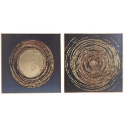 Set Of 2 Porcelain Starburst Swirl Framed Wall Arts With Gold Aluminum Frame - CosmoLiving By Cosmopolitan