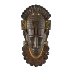 24" X 12" Polystone Mask Primitive African Sculpture Brown - Olivia & May -Home Decoration Store GUEST 99c8628f 9b37 43f5 9f8e 266aa531a3f0