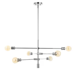 36" 6-Light Atlas Modern Vintage Iron Arm-Adjustable LED Chandelier Chrome - JONATHAN Y -Home Decoration Store GUEST 9a93461b b6be 4001 adc1 de0e60eb0191