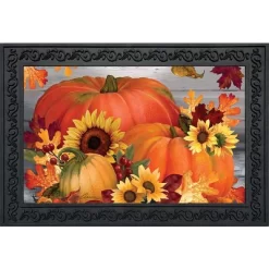Briarwood Lane Autumn Pumpkin Trio Doormat Sunflowers Fall 30" X