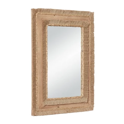 Bohemian Wood Rectangle Wall Mirror Brown - Olivia & May 6 Bohemian Wood Rectangle Wall Mirror Brown - Olivia & May - Image 6