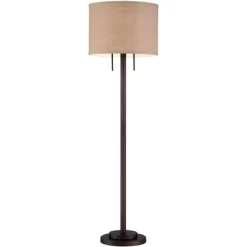 Possini Euro Design Garth Modern Floor Lamp Standing 63 1/2" Tall Oil Rubbed Bronze Burlap Fabric Drum Shade For Living Room Bedroom Office House Home -Home Decoration Store GUEST 9c619651 dfc1 48c4 b620 68e69c4a28de