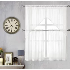 Kate Aurora Modern Chic Complete 4 Piece Striped Sheer Kitchen Curtain Tier & Valance Set -Home Decoration Store GUEST 9cb0b890 8b9b 46f7 8d33 2937b52bc4d5