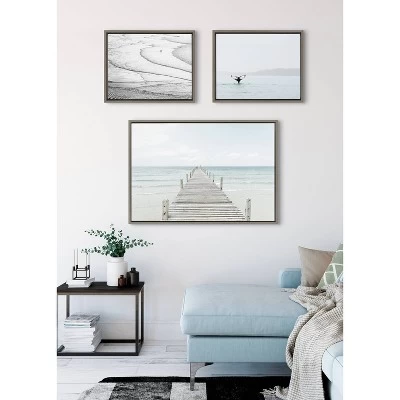 23" X 33" (Set Of 3) Sylvie Ocean Beach Framed Wall Canvas Set Gray - Kate & Laurel All Things Decor 5 23" X 33" (Set Of 3) Sylvie Ocean Beach Framed Wall Canvas Set Gray - Kate & Laurel All Things Decor - Image 5