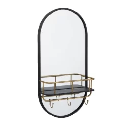 Metal Oval 1 Shelf Wall Mirror Black - Olivia & May