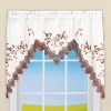 Collections Etc Embroidered Chickadee Lace Border Swag Valance