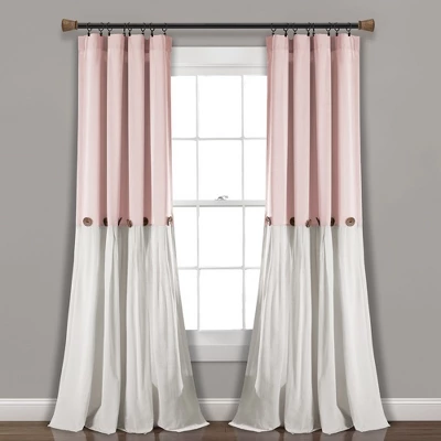 Home Boutique Linen Button Window Curtain Panel Single Blush/White 40X108 1 Home Boutique Linen Button Window Curtain Panel Single Blush/White 40X108