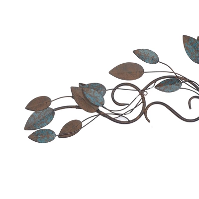 10" X 35" Metal Leaf Wall Decor Blue - Olivia & May 2 10" X 35" Metal Leaf Wall Decor Blue - Olivia & May - Image 2