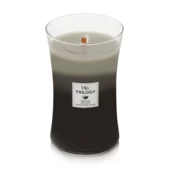 21.5oz Large Hourglass Jar Candle Warm Woods Trilogy - WoodWick