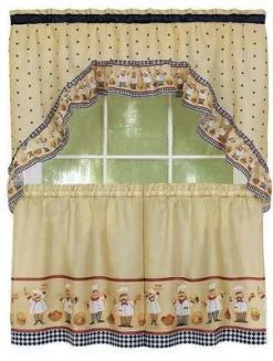 GoodGram Happy Chef Kitchen Curtain Tier And Swag Set By Achim Importing Co - Asst. Sizes