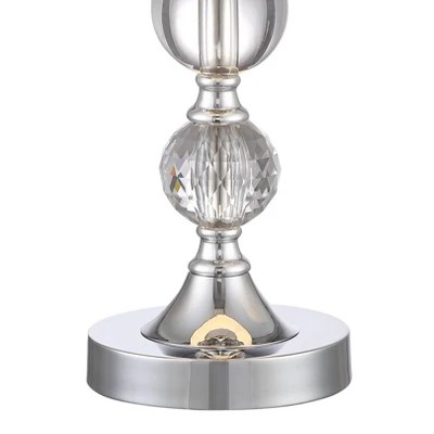 360 Lighting Solange Modern Table Lamps 25" High Set Of 2 Stacked Crystal Glass Silver White Tapered Drum Shade For Bedroom Living Room Nightstand 4 360 Lighting Solange Modern Table Lamps 25" High Set Of 2 Stacked Crystal Glass Silver White Tapered Drum Shade For Bedroom Living Room Nightstand - Image 4