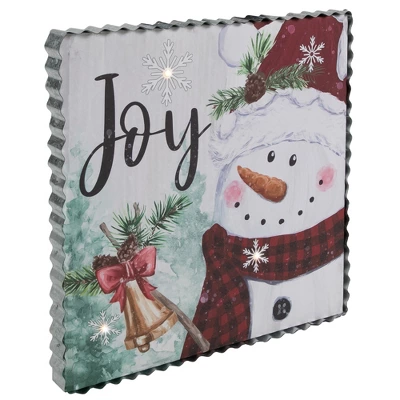 Northlight 12" LED Lighted 'Joy' Snowman Christmas Canvas Wall Art 2 Northlight 12" LED Lighted 'Joy' Snowman Christmas Canvas Wall Art - Image 2