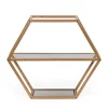 17" Lepley Modern Glam Handcrafted Glass 2 Shelf Hexagonal Decorative Shelf Antique Gold - Christopher Knight Home
