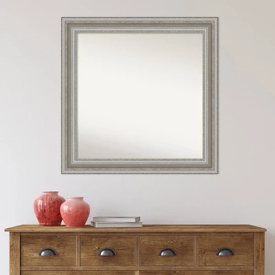 32" X 32" Non-Beveled Parlor Bathroom Wall Mirror Silver - Amanti Art 6 32" X 32" Non-Beveled Parlor Bathroom Wall Mirror Silver - Amanti Art - Image 6