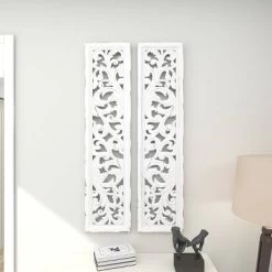 Set Of 2 Wood Floral Intricately Carved Scroll Wall Decors White - Olivia & May -Home Decoration Store GUEST a22fb762 00ea 439f b16e 61a45df3bf30