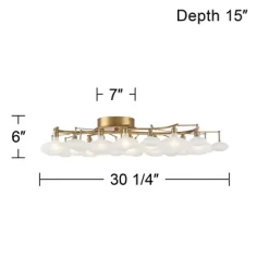 Possini Euro Design Lilypad Modern Ceiling Light Semi Flush Mount Fixture 30 1/4" Wide Warm Brass 12-Light Frosted Glass Shade For Bedroom Living Room -Home Decoration Store GUEST a233a009 bd72 44f5 9f48 3c2effe14b0b