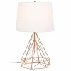 Geometric Wired Table Lamp With Fabric Shade Rose Gold - Lalia Home