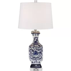 Barnes And Ivy Table Lamps 28" Tall Set Of 2 Porcelain Blue Floral Jar Geneva White Drum Shade For Living Room Family Bedroom Bedside -Home Decoration Store GUEST a34c1980 6fc4 43bd a740 80cb7755ec5d