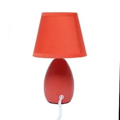 9.45" Petite Ceramic Oblong Bedside Table Desk Lamp With Matching Tapered Drum Shade Orange - Creekwood Home -Home Decoration Store GUEST a3b97f0a f307 497a 919d 6bb40c471255