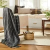 Chipped Stripe Woven Throw Blanket Dark Gray/Cream/Almond - Hearth & Hand™ With Magnolia