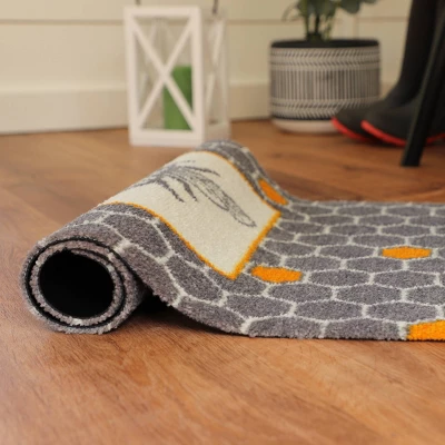 2'x3' ColorStar Bee Hex Door Mat Gray - Bungalow Flooring 4 2'x3' ColorStar Bee Hex Door Mat Gray - Bungalow Flooring - Image 4