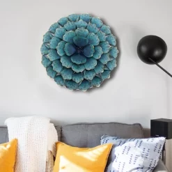LuxenHome 23.5" Round Teal Blue Flower Metal Wall Decor Art -Home Decoration Store GUEST a710fe52 5e4d 45ca 94c9 7666d11cb03c