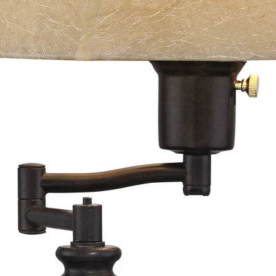 Regency Hill Traditional Swing Arm Desk Table Lamps 21.75" High Set Of 2 With USB Port Bronze Metal Faux Leather Shade For Living Room Bedroom 2 Regency Hill Traditional Swing Arm Desk Table Lamps 21.75" High Set Of 2 With USB Port Bronze Metal Faux Leather Shade For Living Room Bedroom - Image 2