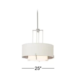 Possini Euro Design Concentric Brushed Nickel Pendant Chandelier 25" Wide Modern White Fabric Drum 4-Light For Dining Room House Foyer Kitchen Island -Home Decoration Store GUEST a7b95aa3 19d4 4d93 bd0b 2641cbcb0e44