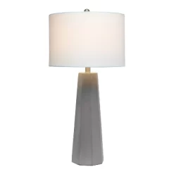 Concrete Pillar Table Lamp With Fabric Shade White - Lalia Home