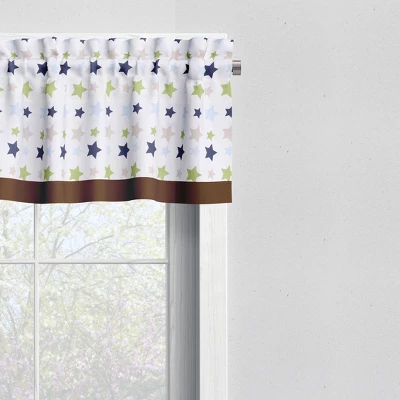 Bacati - Stars Green Blue Beige Window Valance 1 Bacati - Stars Green Blue Beige Window Valance