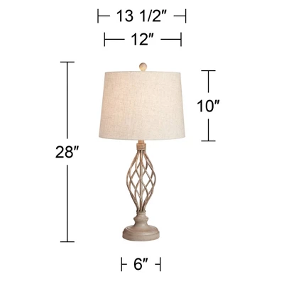 Franklin Iron Works Annie Modern Coastal Table Lamps 28" Tall Set Of 2 Weathered Sand Iron Cream Tapered Drum Shade For Bedroom Living Room Bedside 6 Franklin Iron Works Annie Modern Coastal Table Lamps 28" Tall Set Of 2 Weathered Sand Iron Cream Tapered Drum Shade For Bedroom Living Room Bedside - Image 6