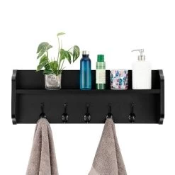 25" X 9" Entryway Floating Utility Wall Shelf With Hooks Black - Danya B. -Home Decoration Store GUEST aad463a2 b58c 4c4b 9219 feaa50143ea0